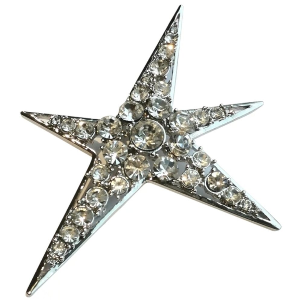 Large crystal modernist star brooch pin